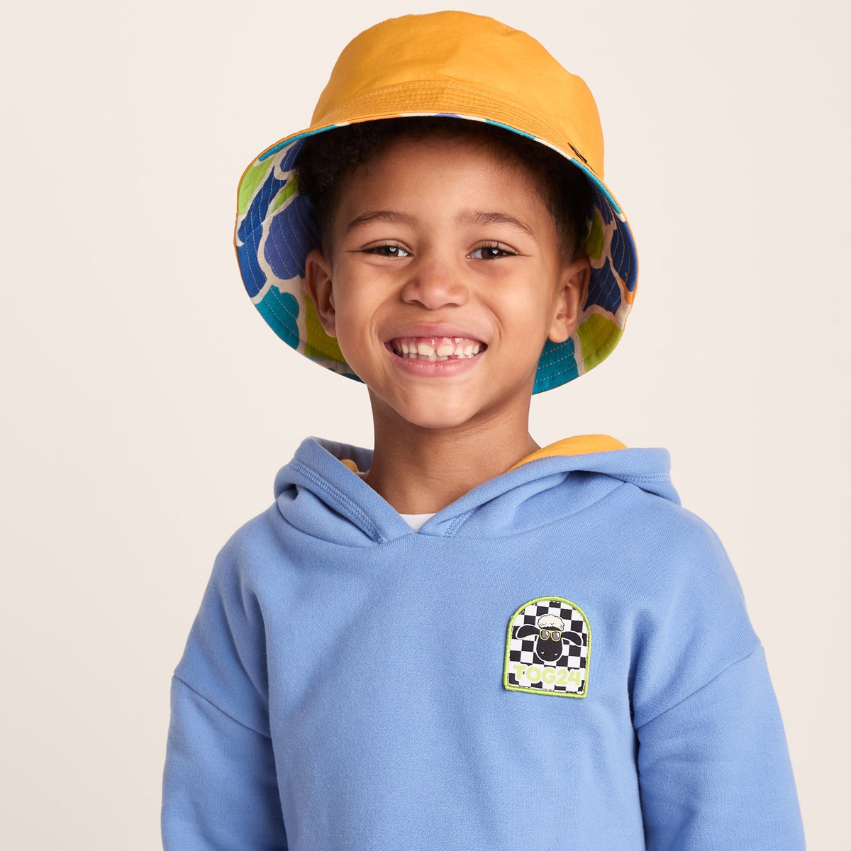 Balkhi Kids Shaun the Sheep Bucket Hat - Lime Cloud Print