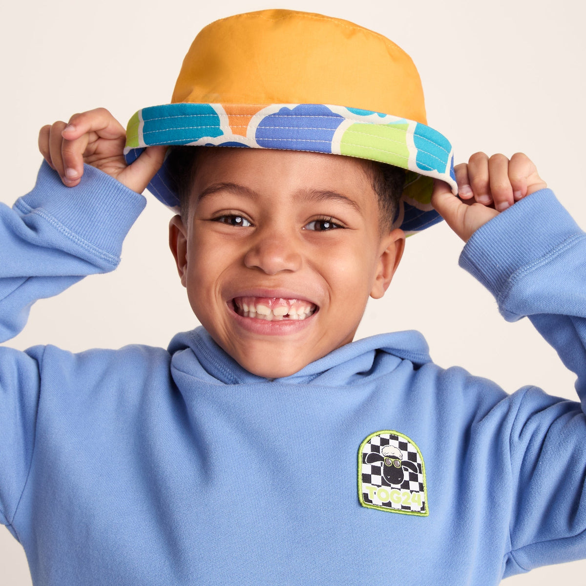 Balkhi Kids Shaun the Sheep Bucket Hat - Lime Cloud Print