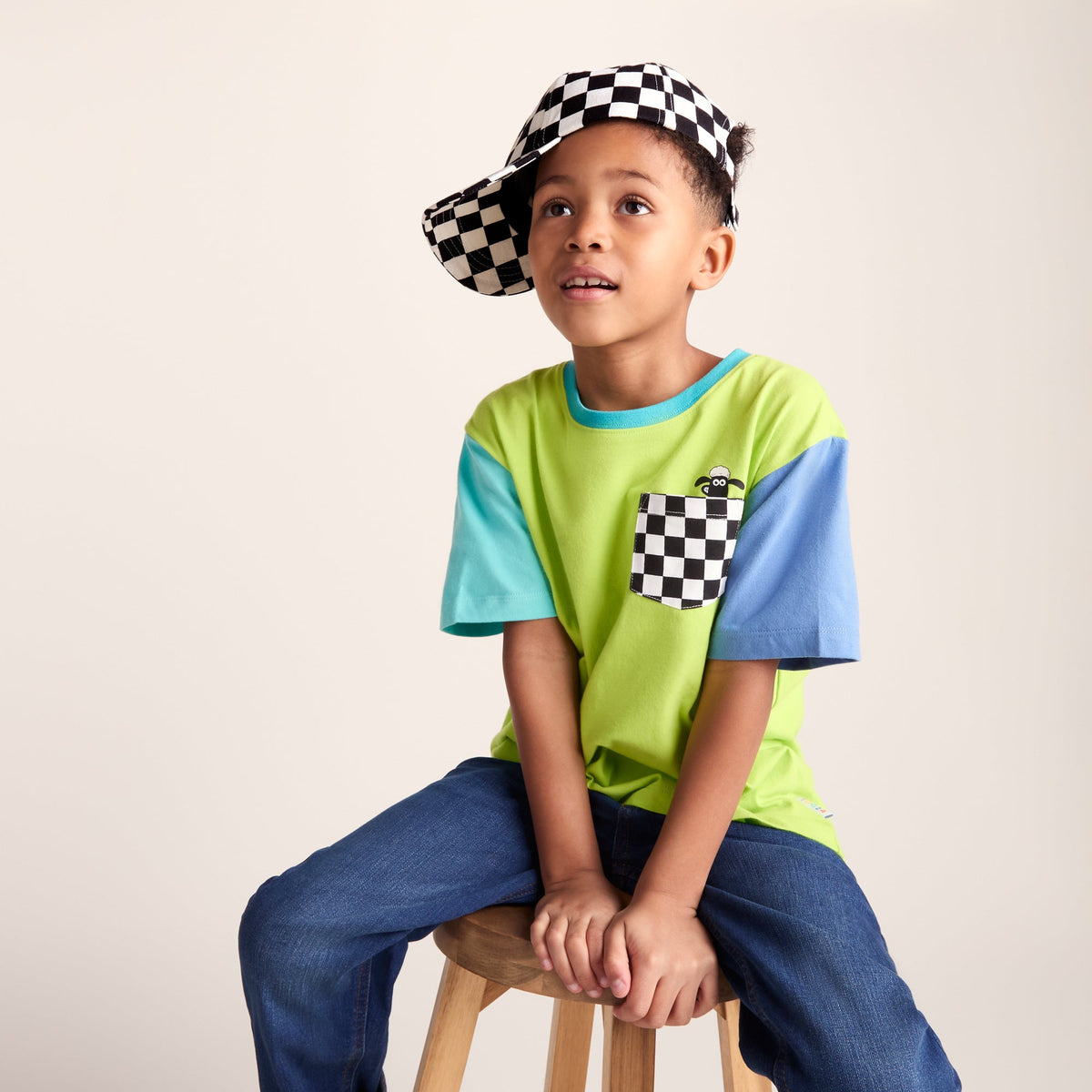 Bardoka Kids Shaun the Sheep Baseball Cap - Black White Checkerboard
