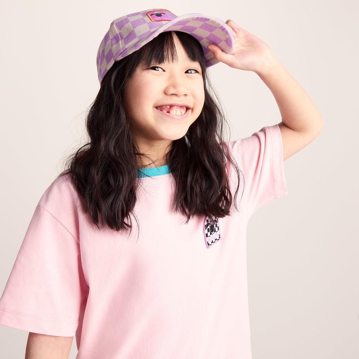 Bardoka Kids Shaun the Sheep Baseball Cap - Lilac Haze/White Checkerboard