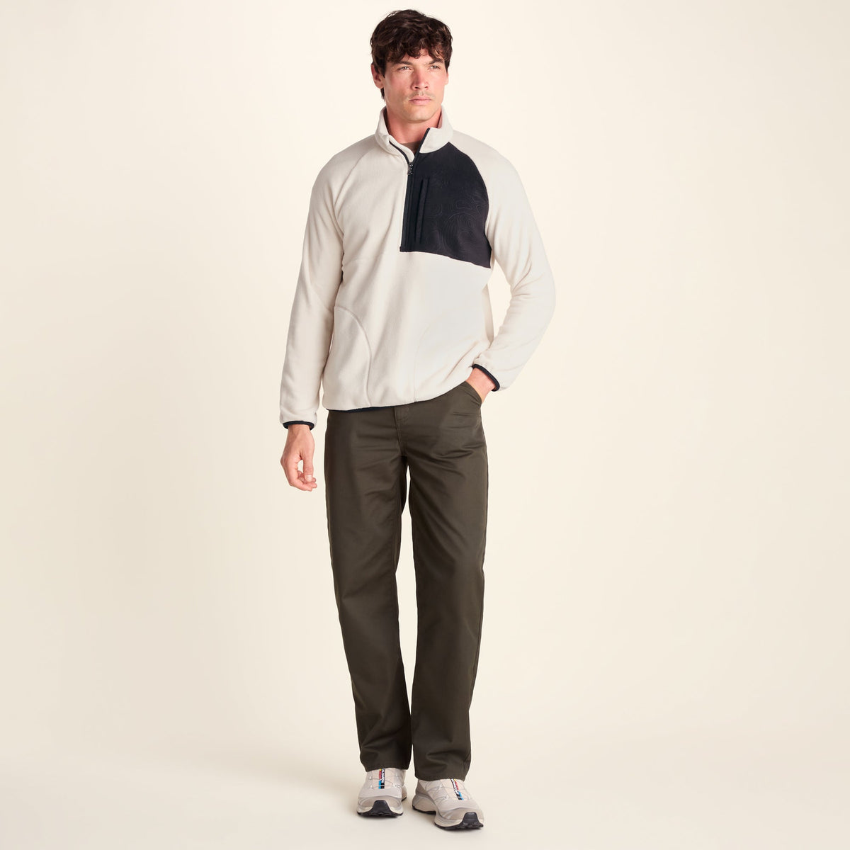Barker Mens Midweight Microfleece Half Zip Pullover - Buttercream