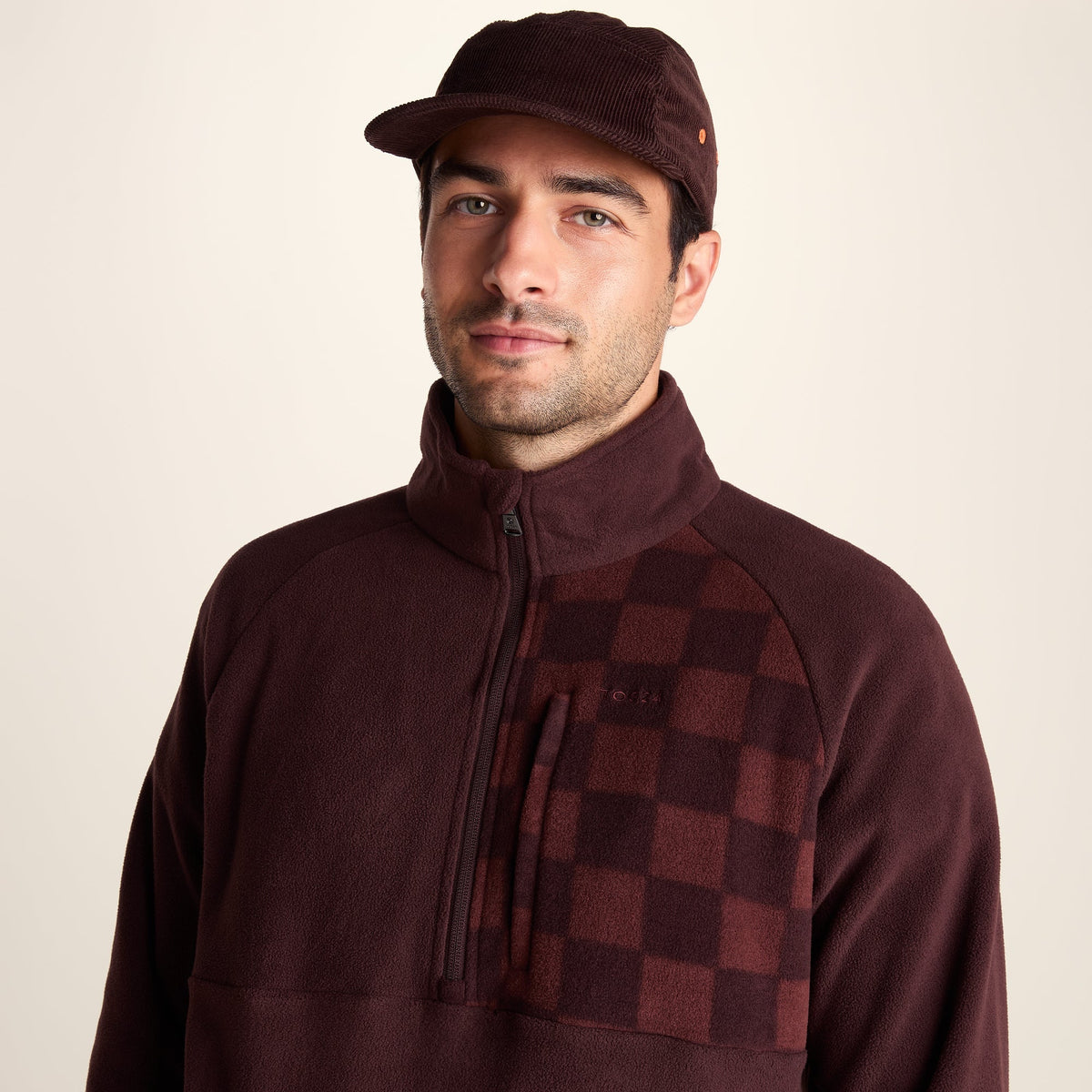 Barker Mens Midweight Microfleece Half Zip Pullover - Deep Brown