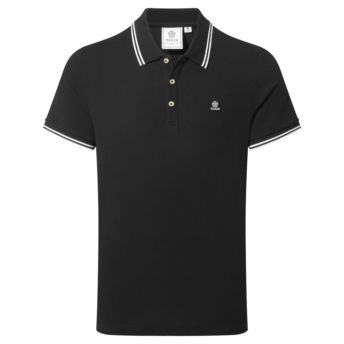 Biston Mens 100% Cotton Pique Polo Shirt - Black