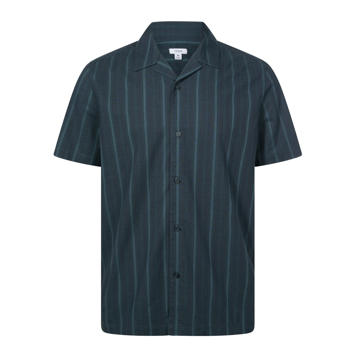 Boldon Mens 100% Cotton Supersoft Short Sleeve Shirt - Dark Indigo Stripe