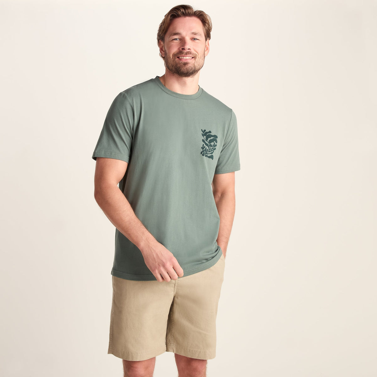 Botanical Mens Relaxed Fit Supersoft T-shirt - Light Forest