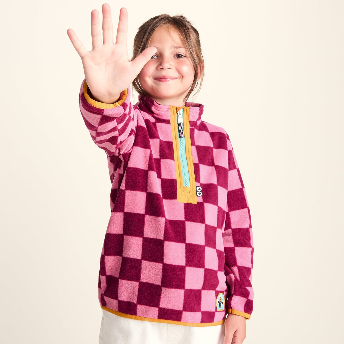 Brecknock Kids Shaun the Sheep Fleece Zip Neck - Candy Floss/Beetroot Red