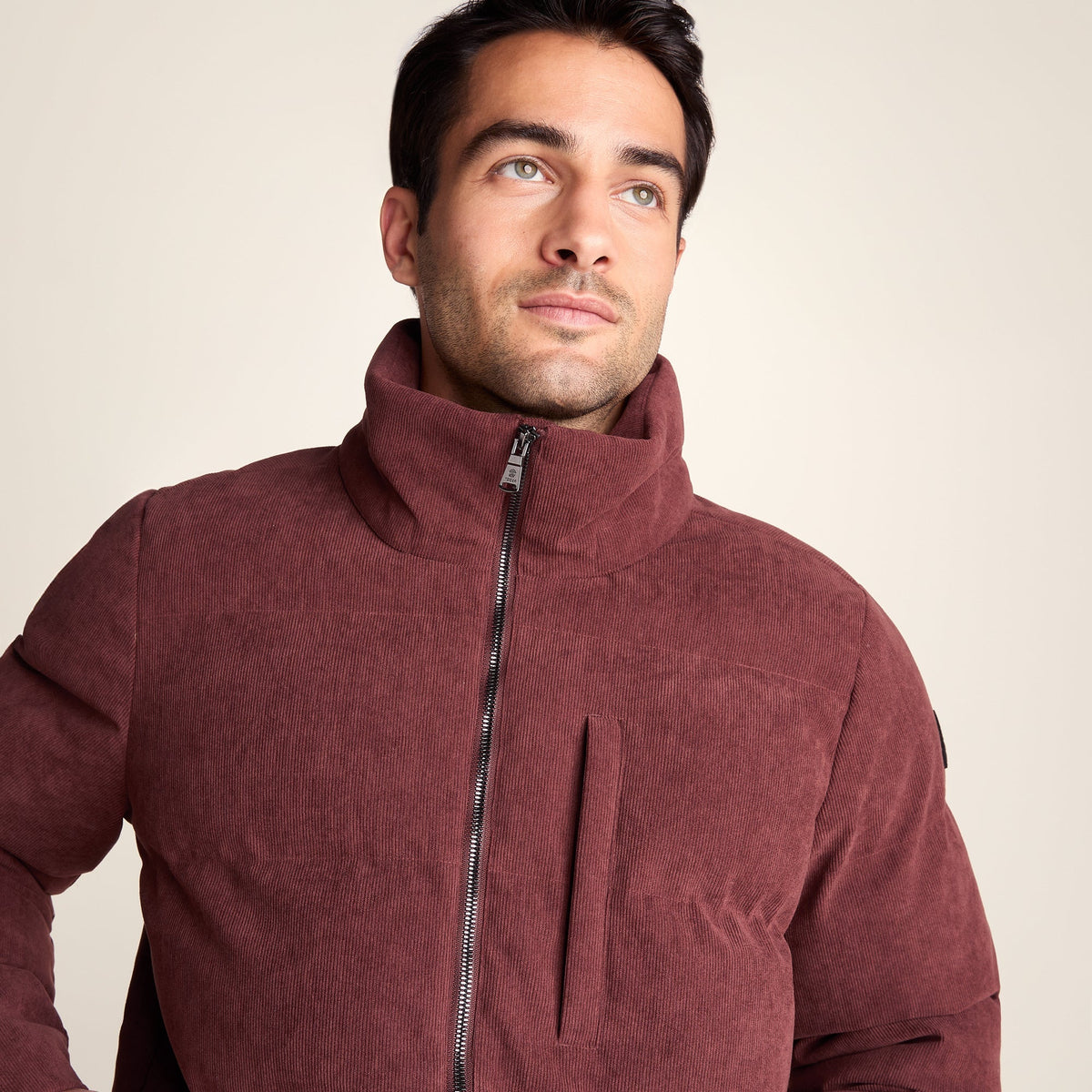 Buckley Mens Corduroy Padded Coat - Chestnut Brown