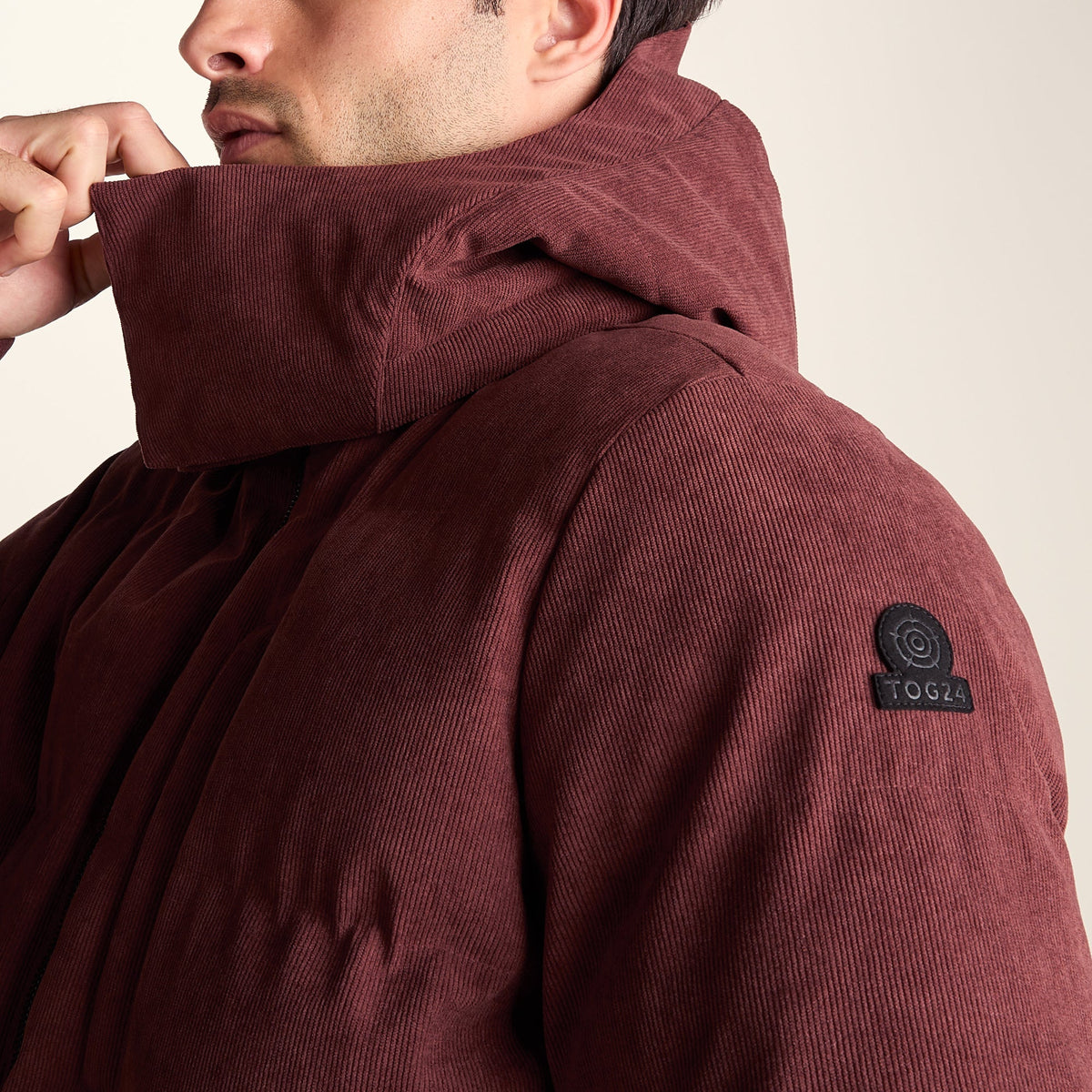 Buckley Mens Corduroy Padded Coat - Chestnut Brown