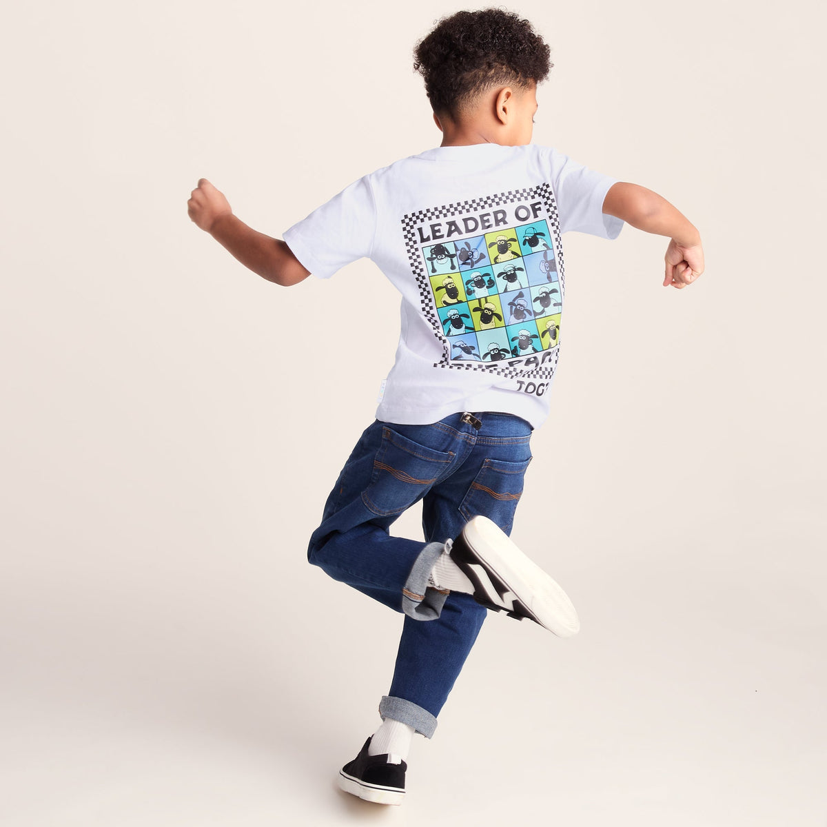 Cameroon Kids Shaun the Sheep T-Shirt - Optic White/Spearmint Green