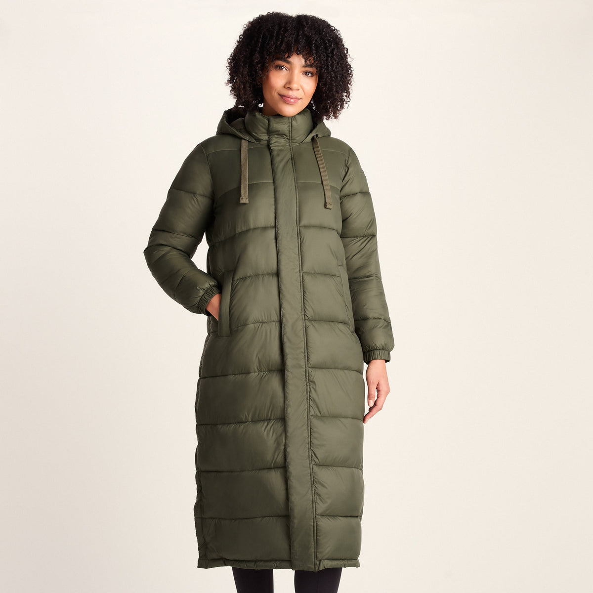Cautley Womens Long Padded Shower Resistant Jacket - Khaki