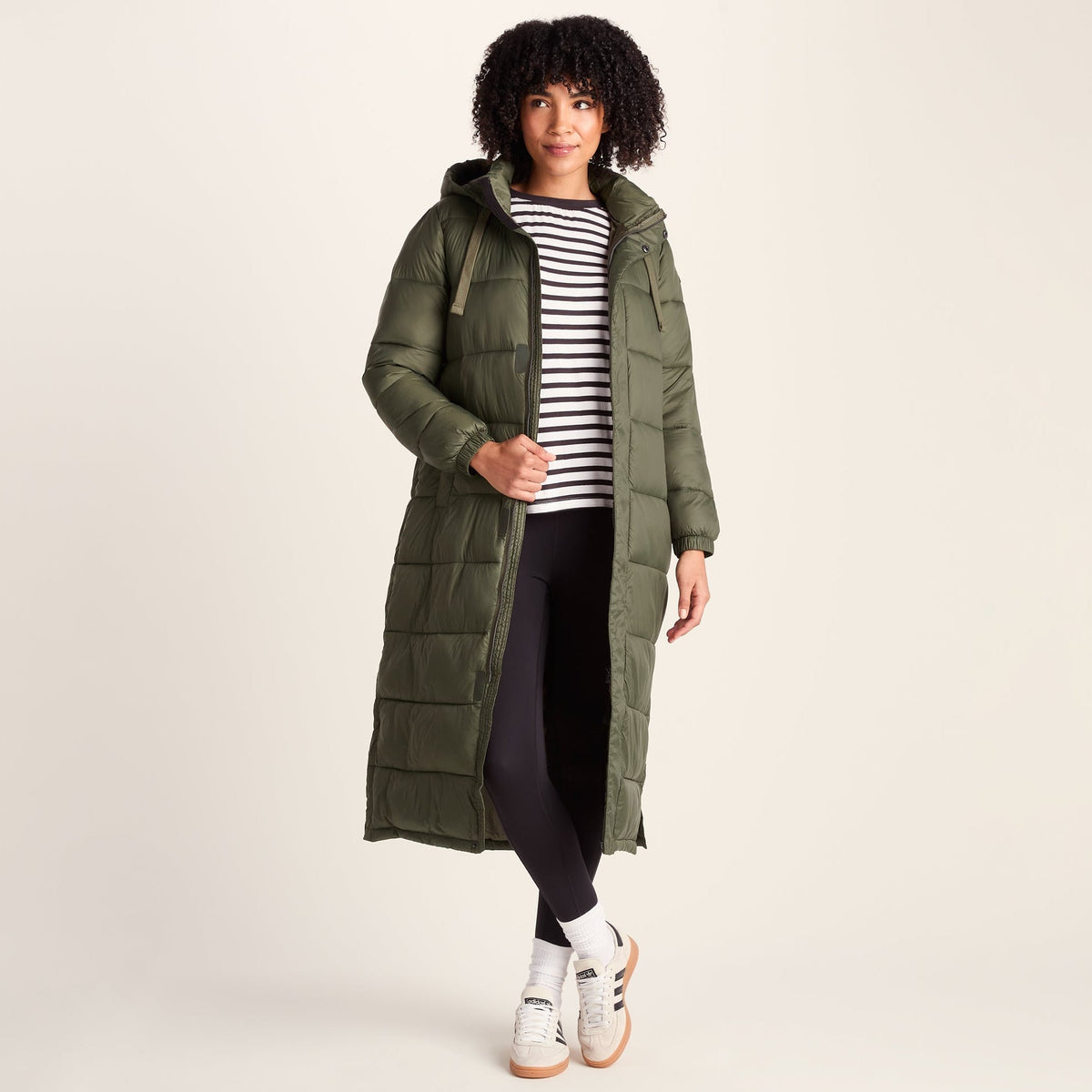 Cautley Womens Long Padded Shower Resistant Jacket - Khaki