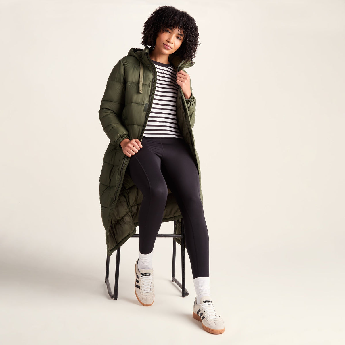 Cautley Womens Long Padded Shower Resistant Jacket - Khaki