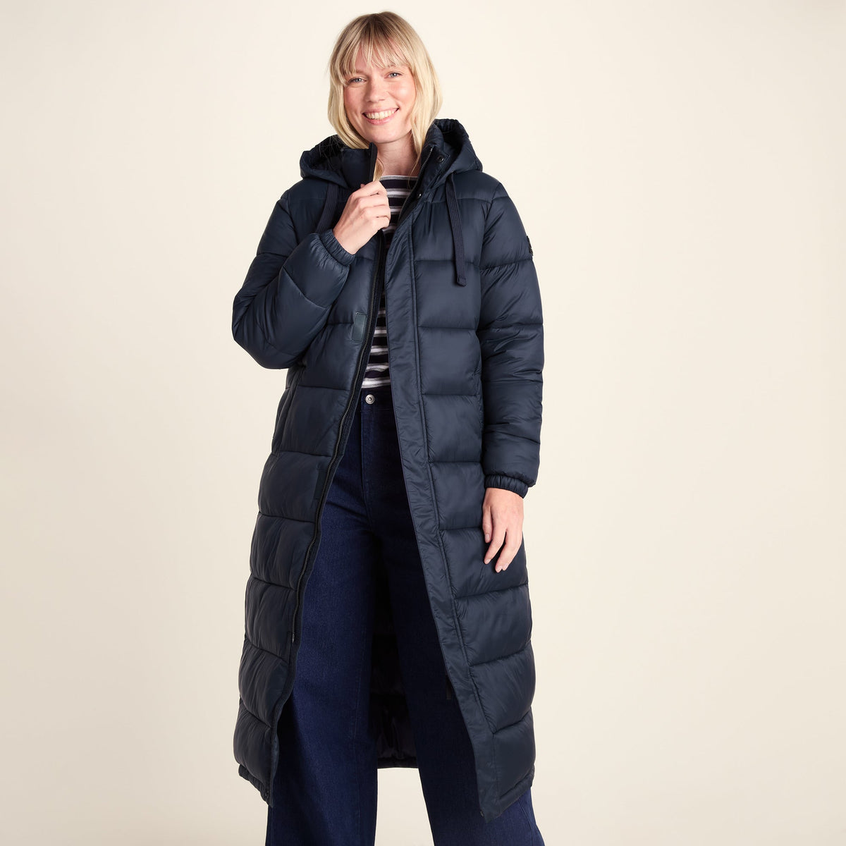 Cautley Womens Long Padded Shower Resistant Jacket - Dark Indigo
