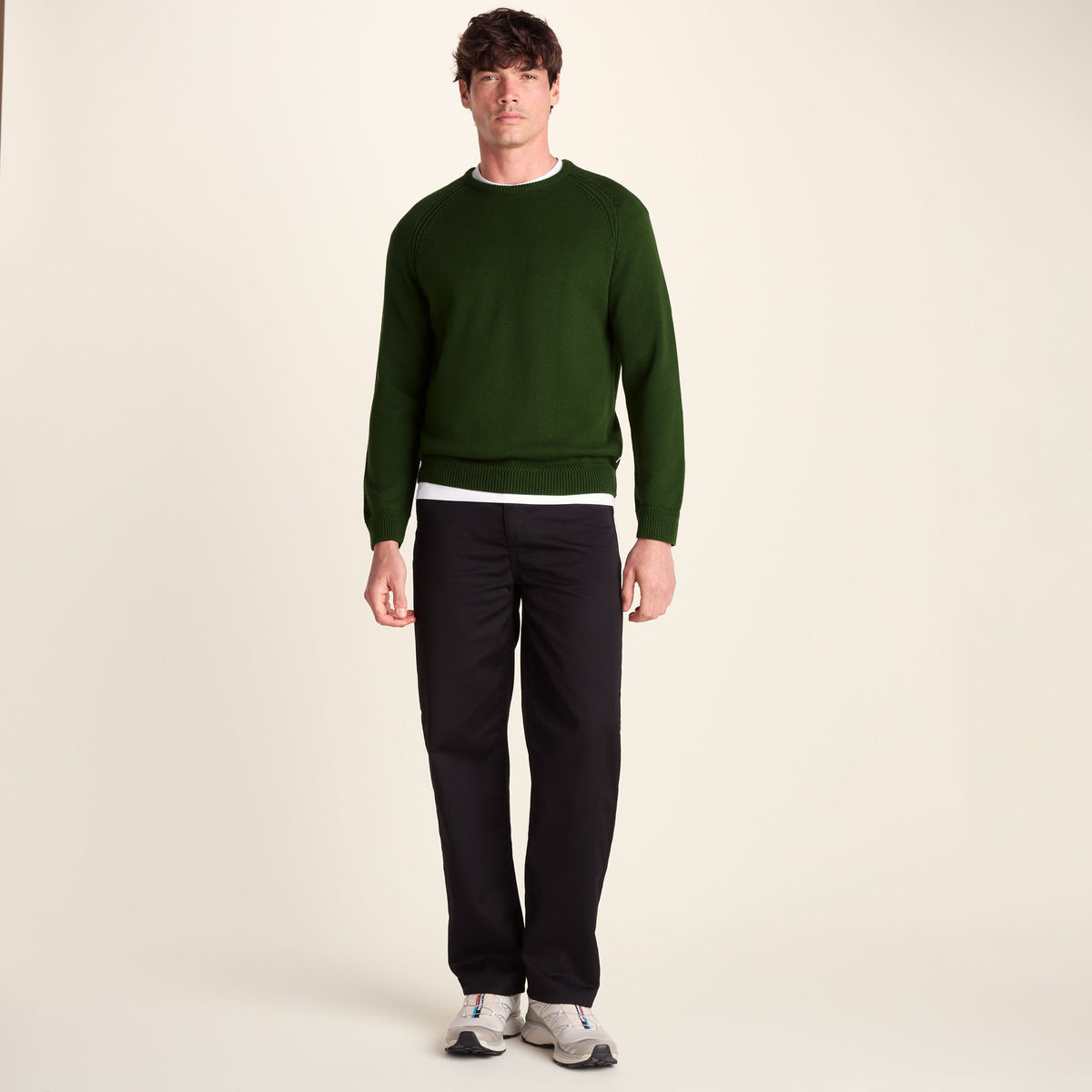 Chesney Mens Crew Neck Knit Jumper - Leaf Green
