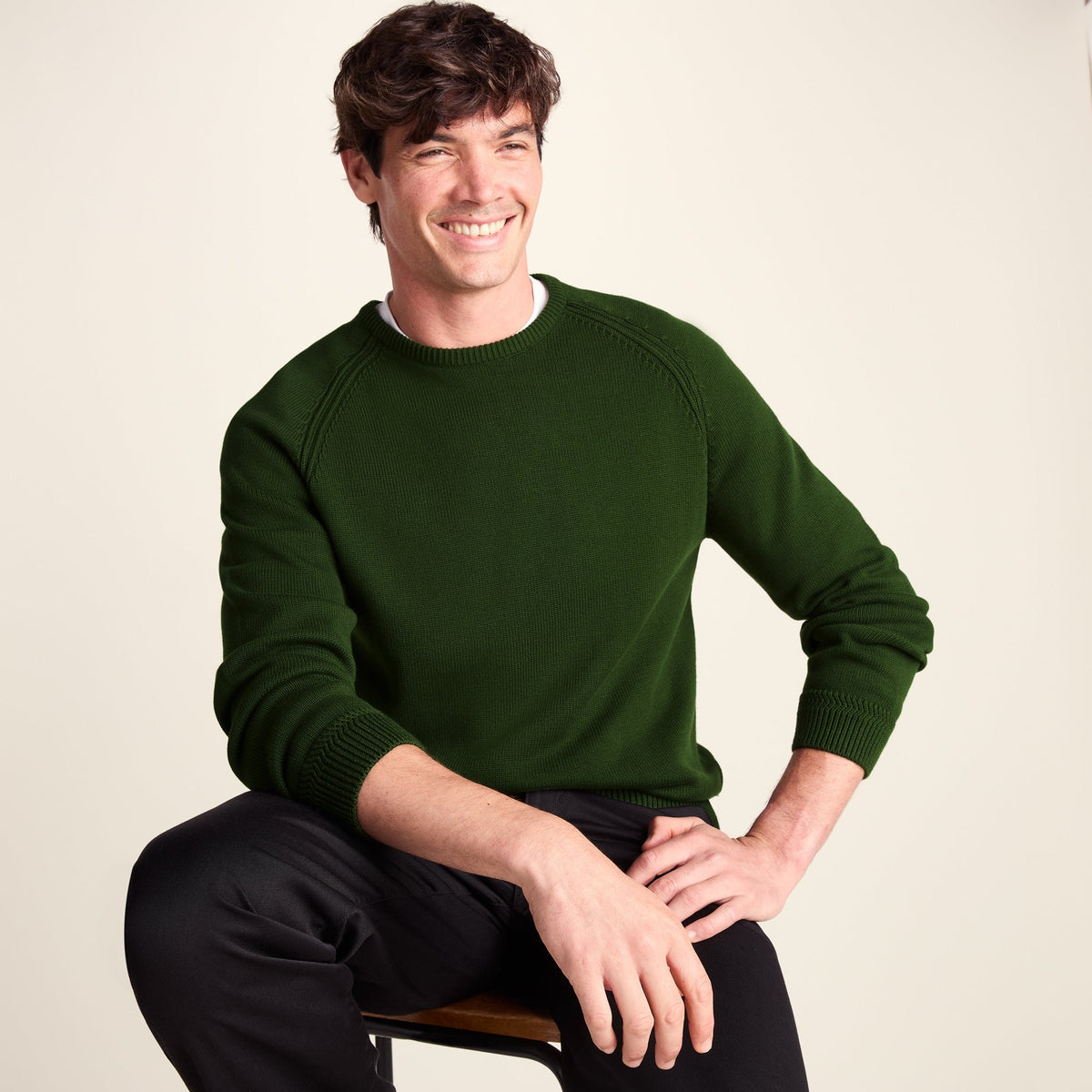 Chesney Mens Crew Neck Knit Jumper - Leaf Green