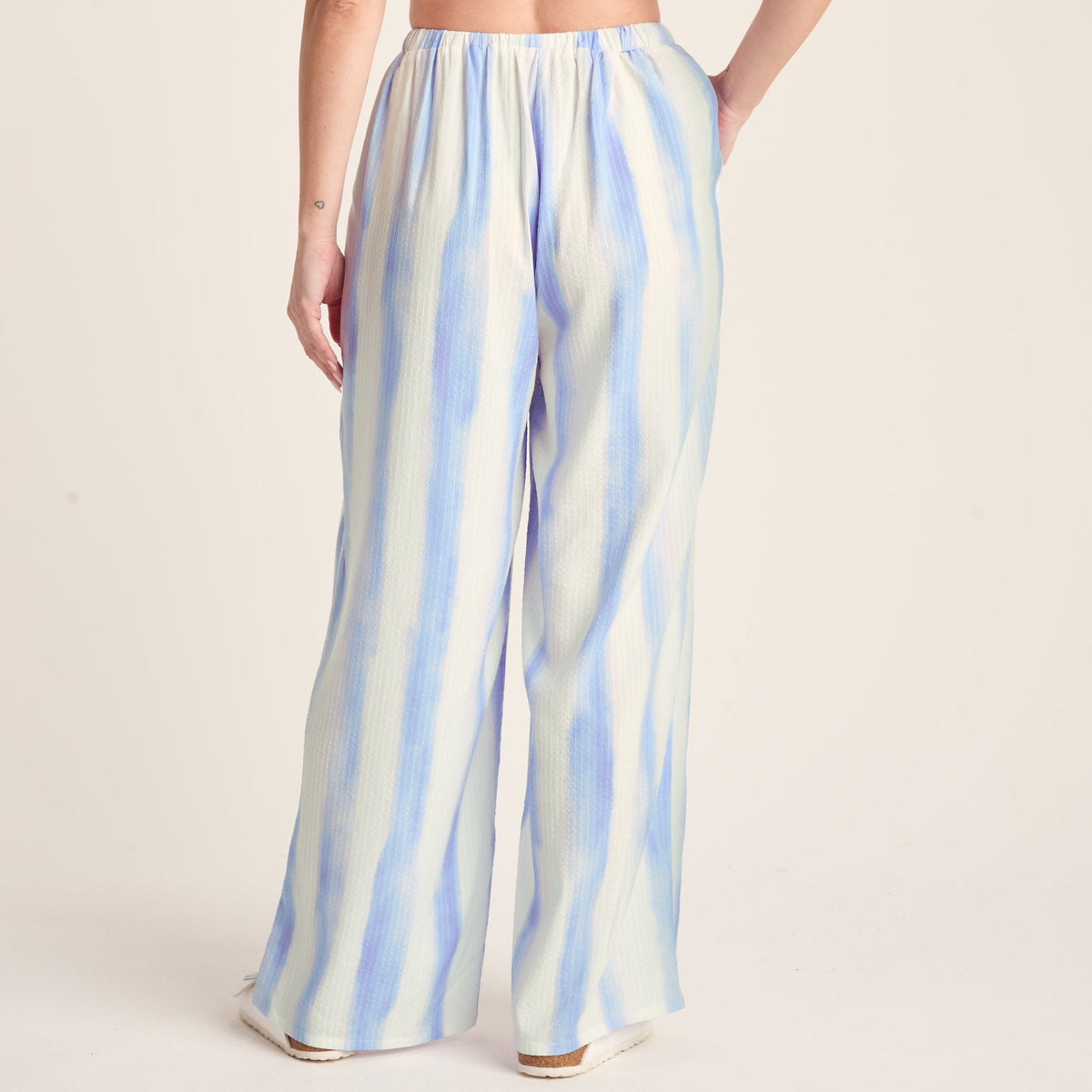 Christina Womens Wide Leg Lightweight Trousers - Blue Hues Print