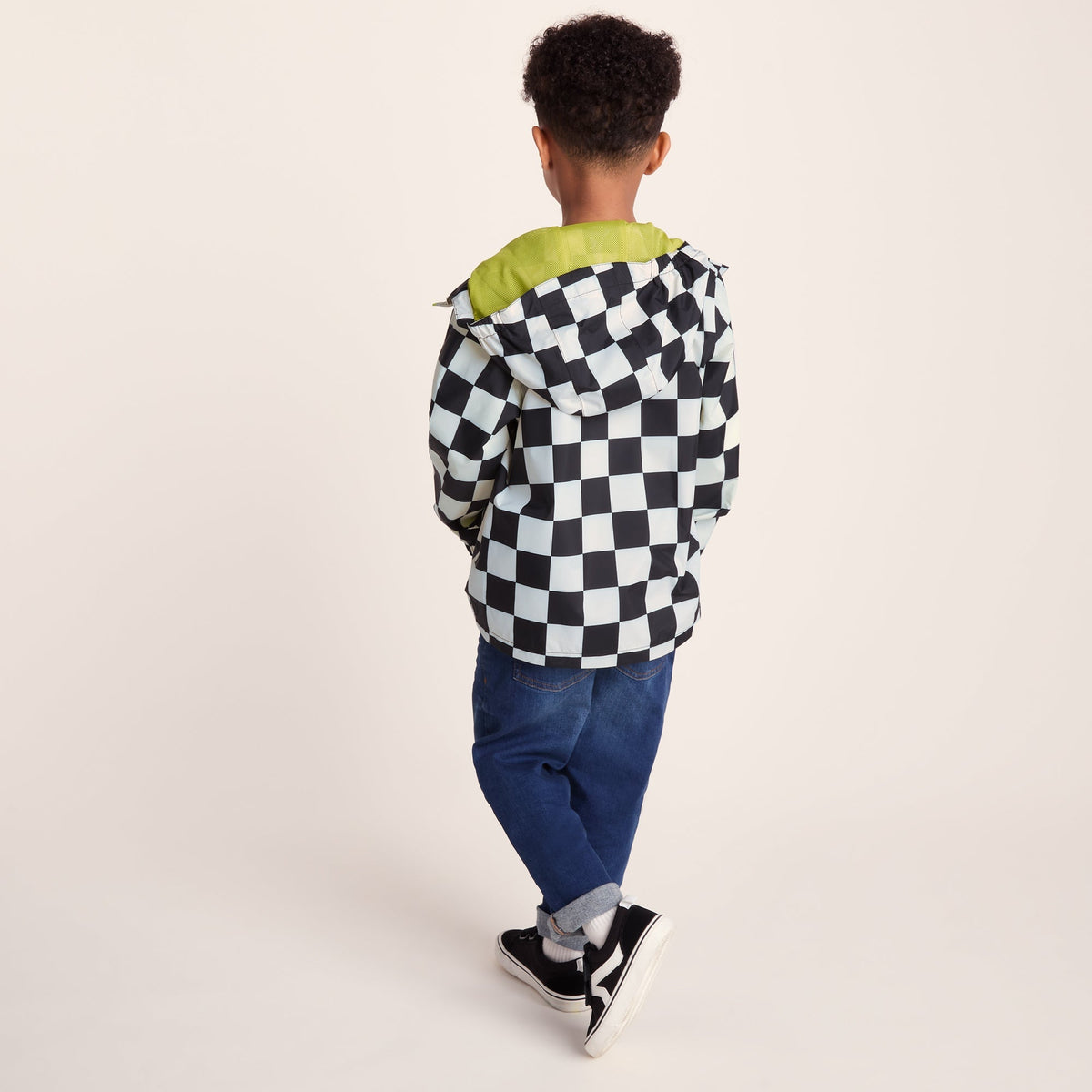 Cohampshire Kids Shaun the Sheep Waterproof Jacket - Black White Checkerboard