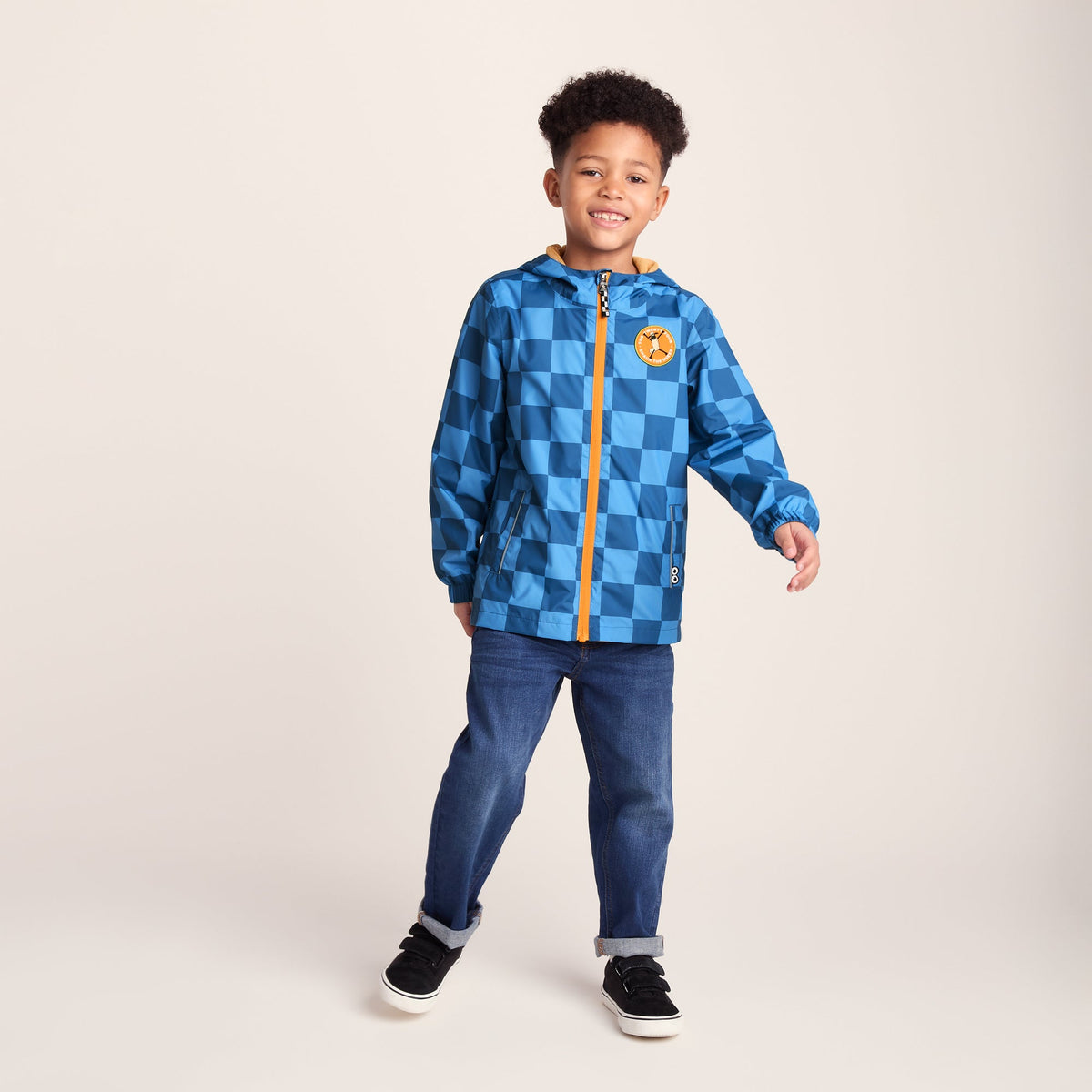 Cohampshire Kids Shaun the Sheep Waterproof Jacket - Bluebell/Night Blue Checkerboard