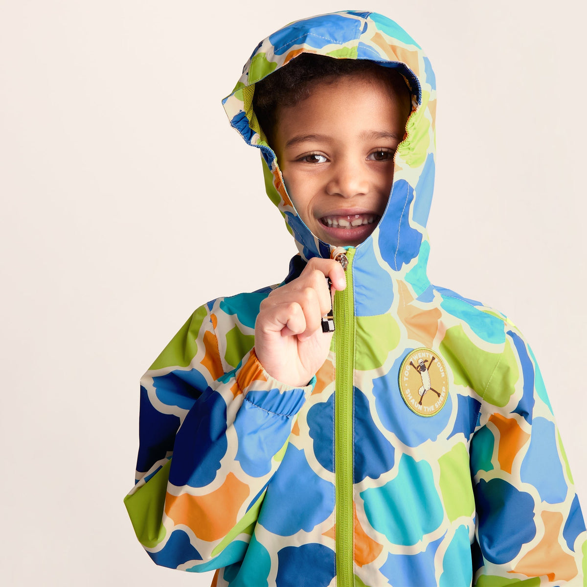 Cohampshire Kids Shaun the Sheep Waterproof Jacket - Lime Cloud Print