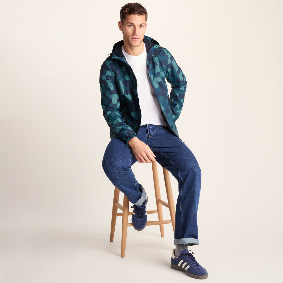 Craven Mens Waterproof Packaway Jacket - Blue Pixel