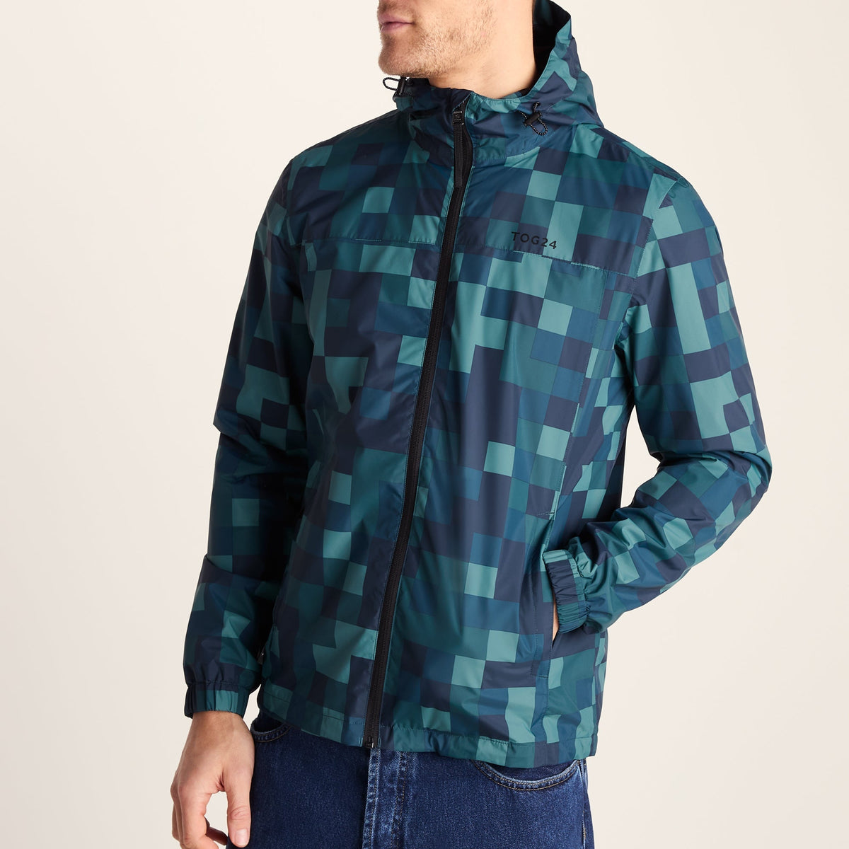 Craven Mens Waterproof Packaway Jacket - Blue Pixel