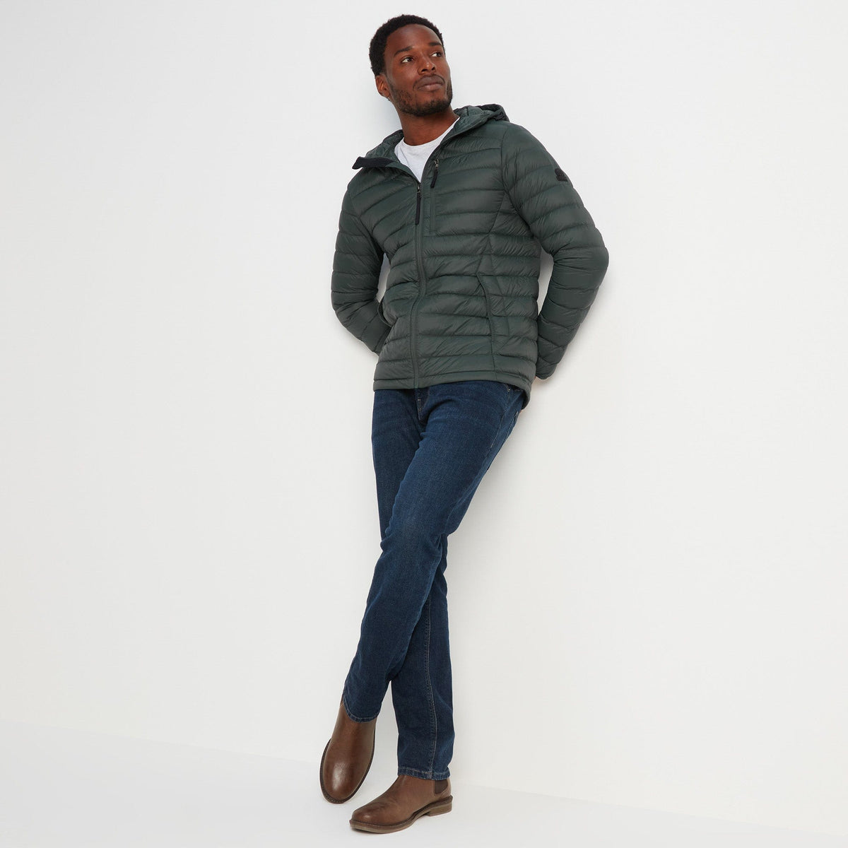 Drax Mens Hooded Down Jacket - Pine Green
