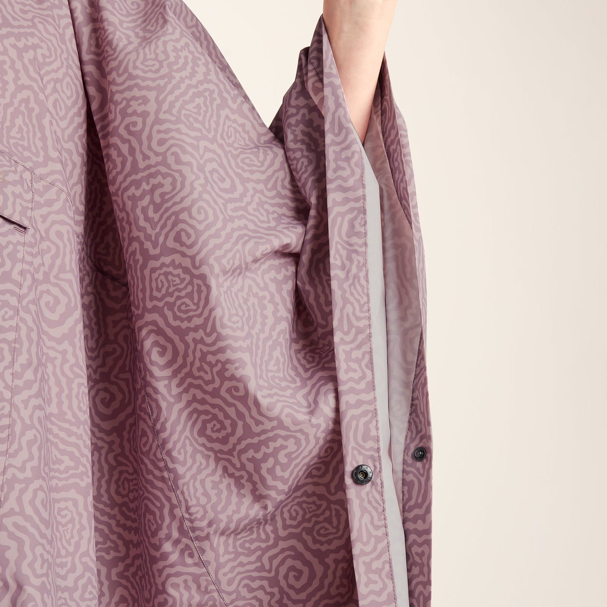 Drench Unisex Waterproof Poncho - Dusky Pink Wiggle Print