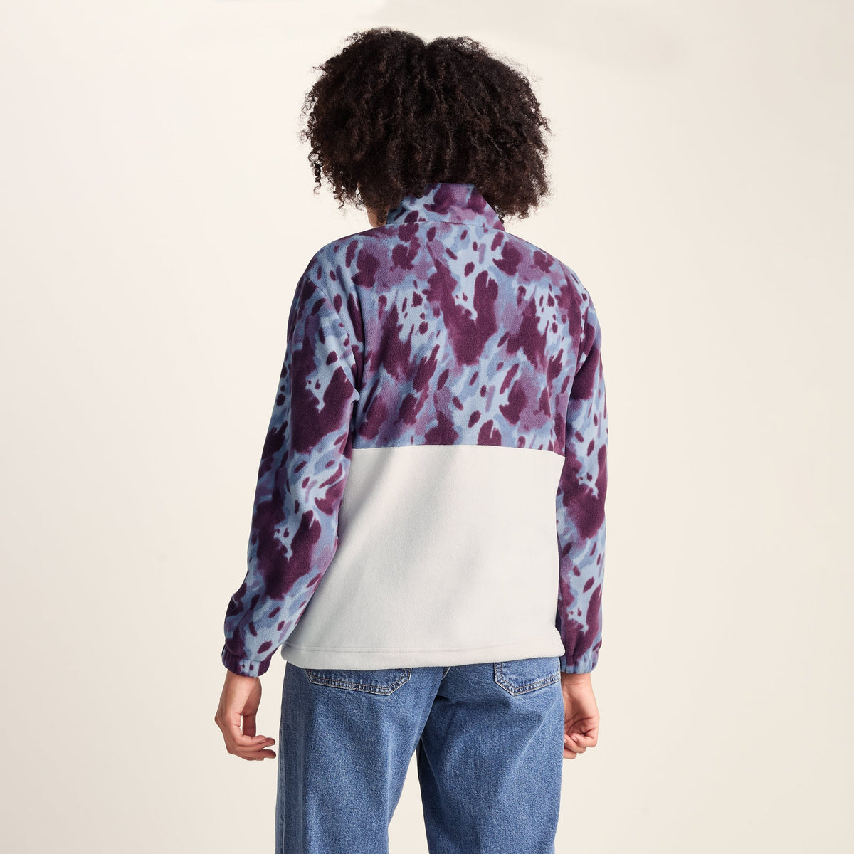 Eden Womens Relaxed Fit Microfleece Zip Neck - Smokey Blue Print