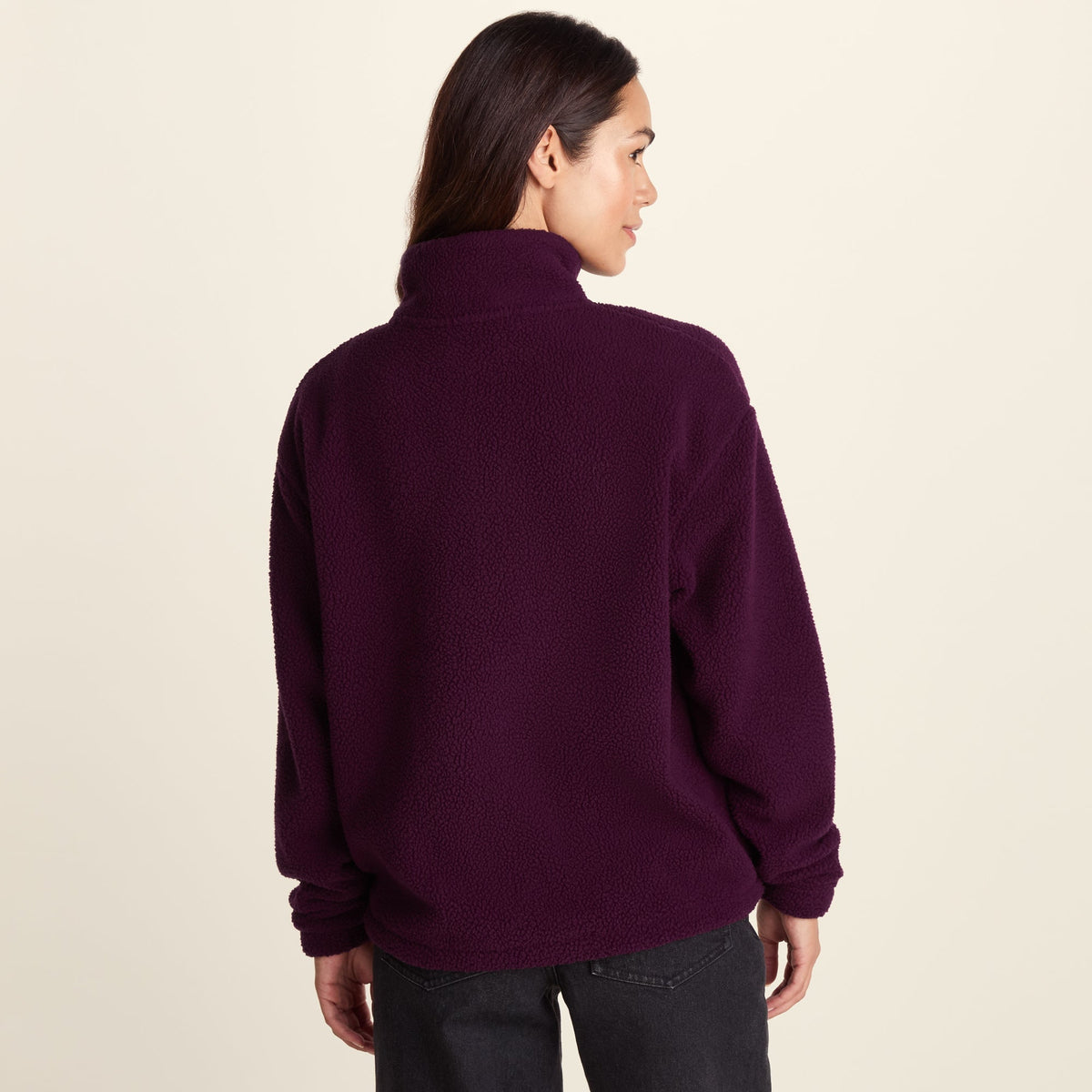 Emilie Womens Relaxed Fit Sherpa Fleece - Aubergine