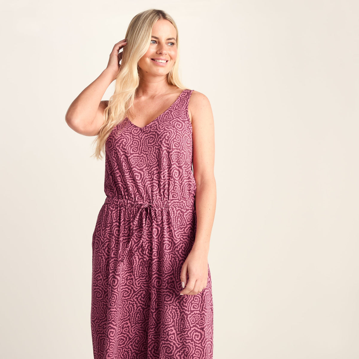 Emmie Womens Supersoft Jumpsuit - Black Raspberry Wiggle Print