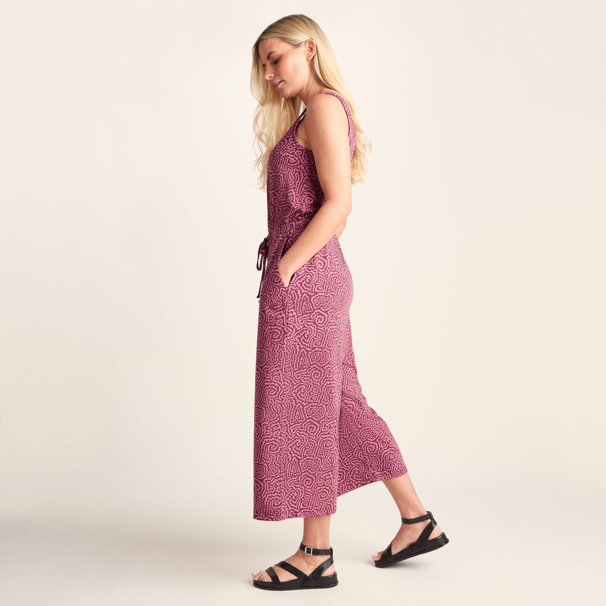 Emmie Womens Supersoft Jumpsuit - Black Raspberry Wiggle Print