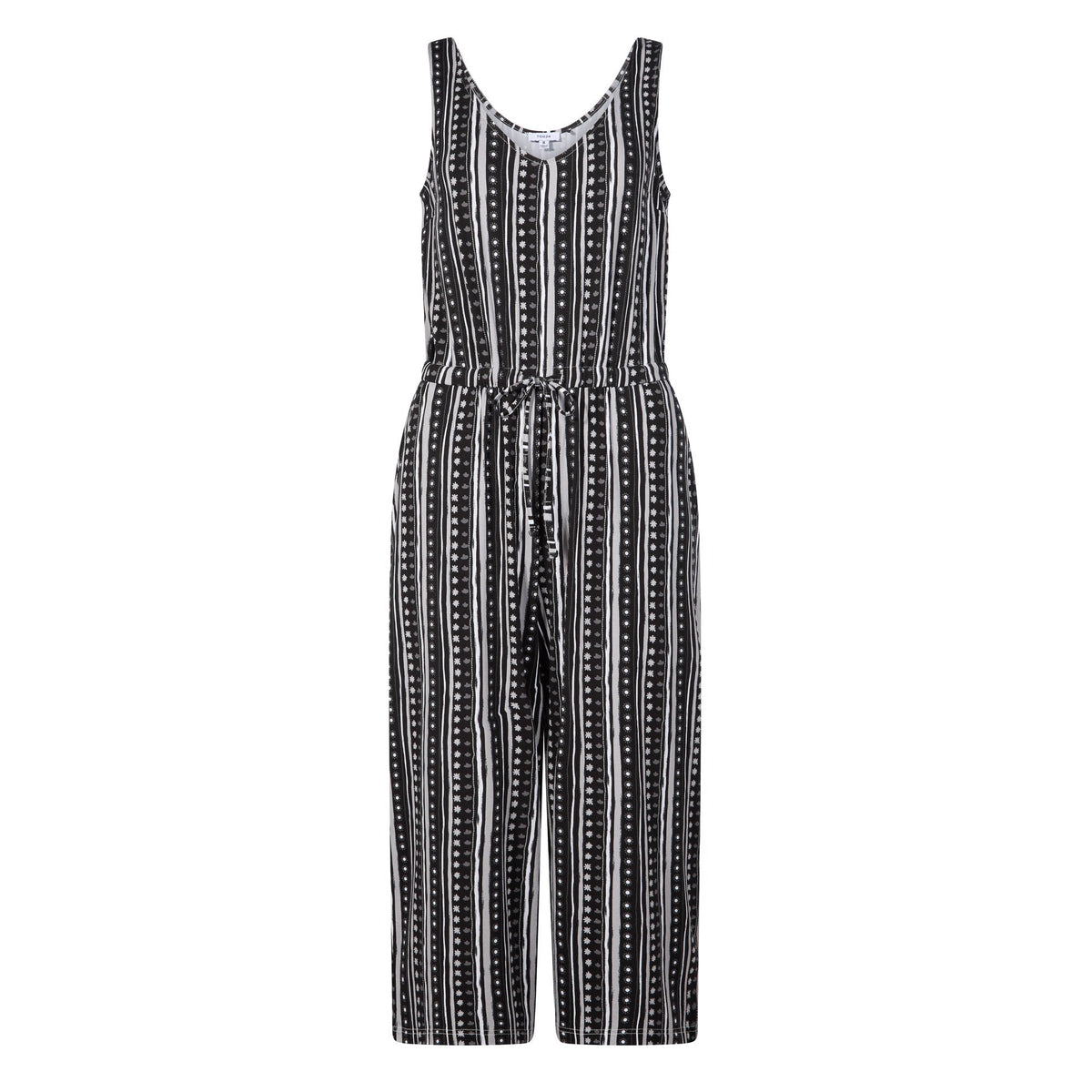 Emmie Womens Supersoft Jumpsuit - Black Doodle Stripe Print