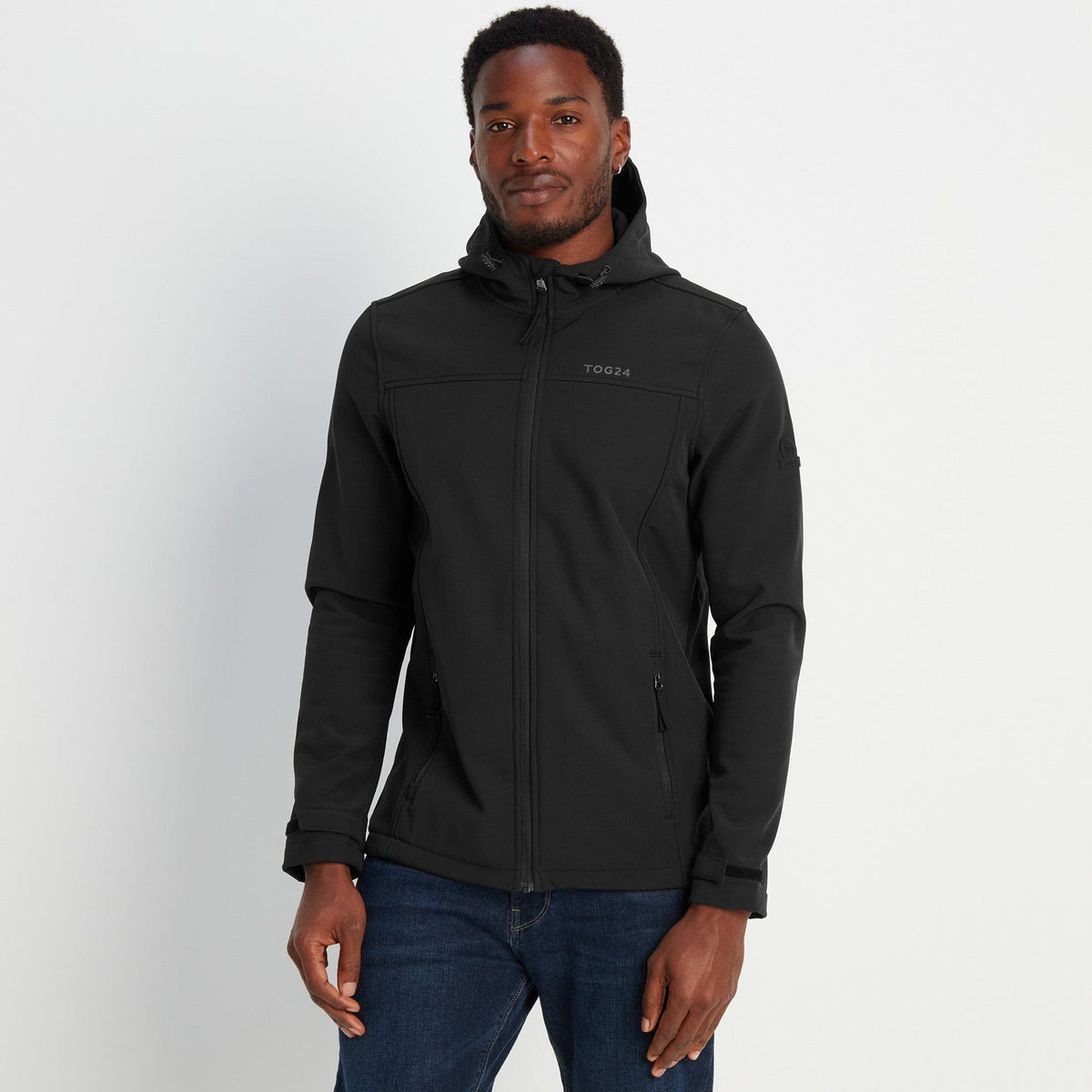 Feizor Mens Shower Resistant Softshell Hooded Jacket - Black