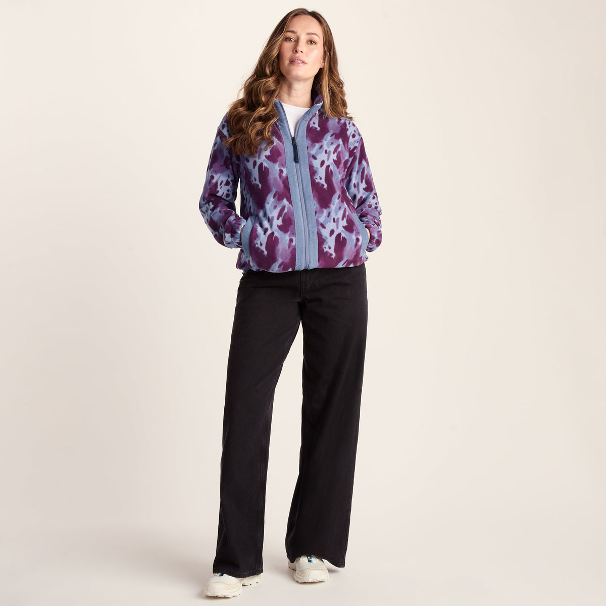Firan Womens Relaxed Fit Microfleece Jacket - Smokey Blue Print