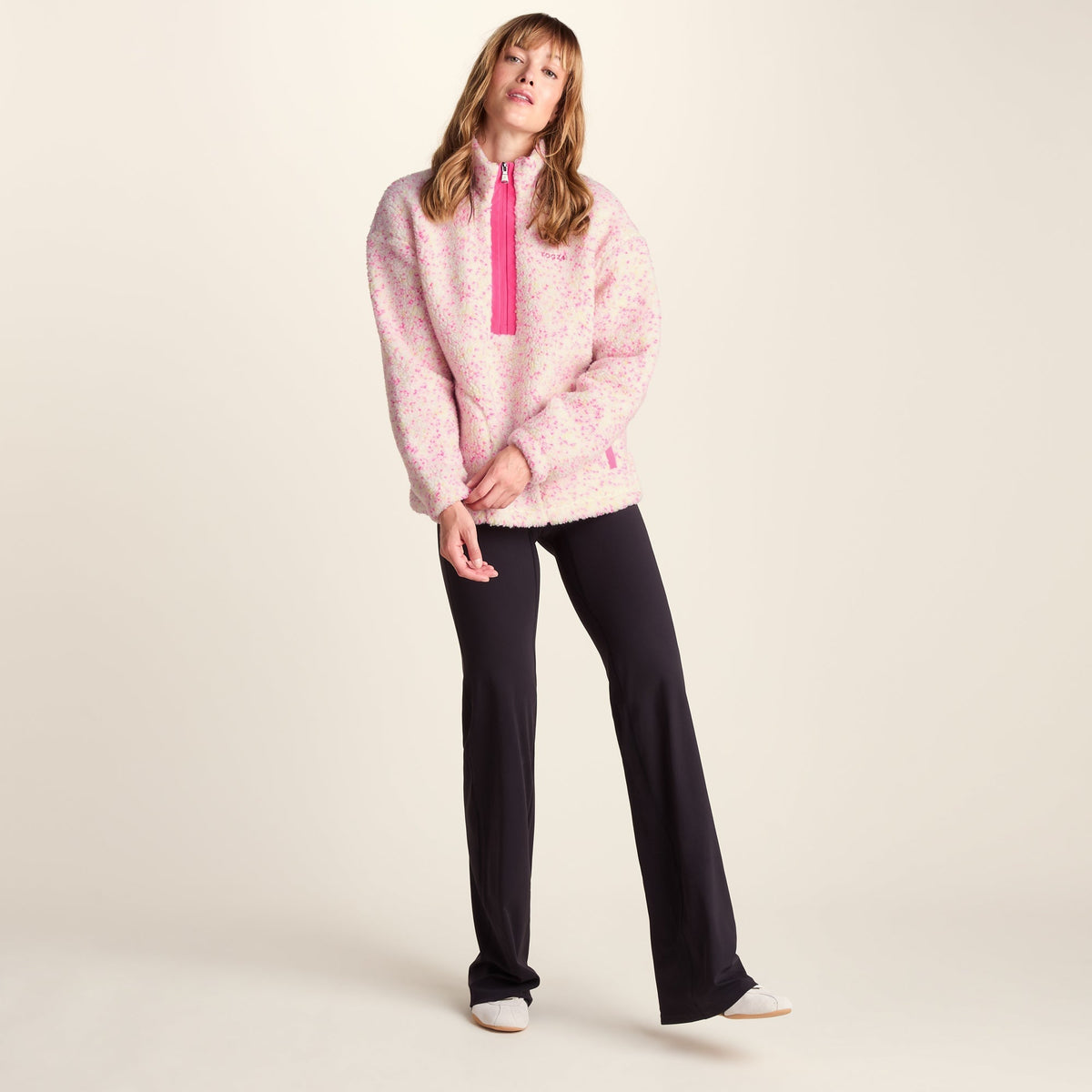 Flossie Womens Sherpa Zip Neck Fleece - Vanilla Nep