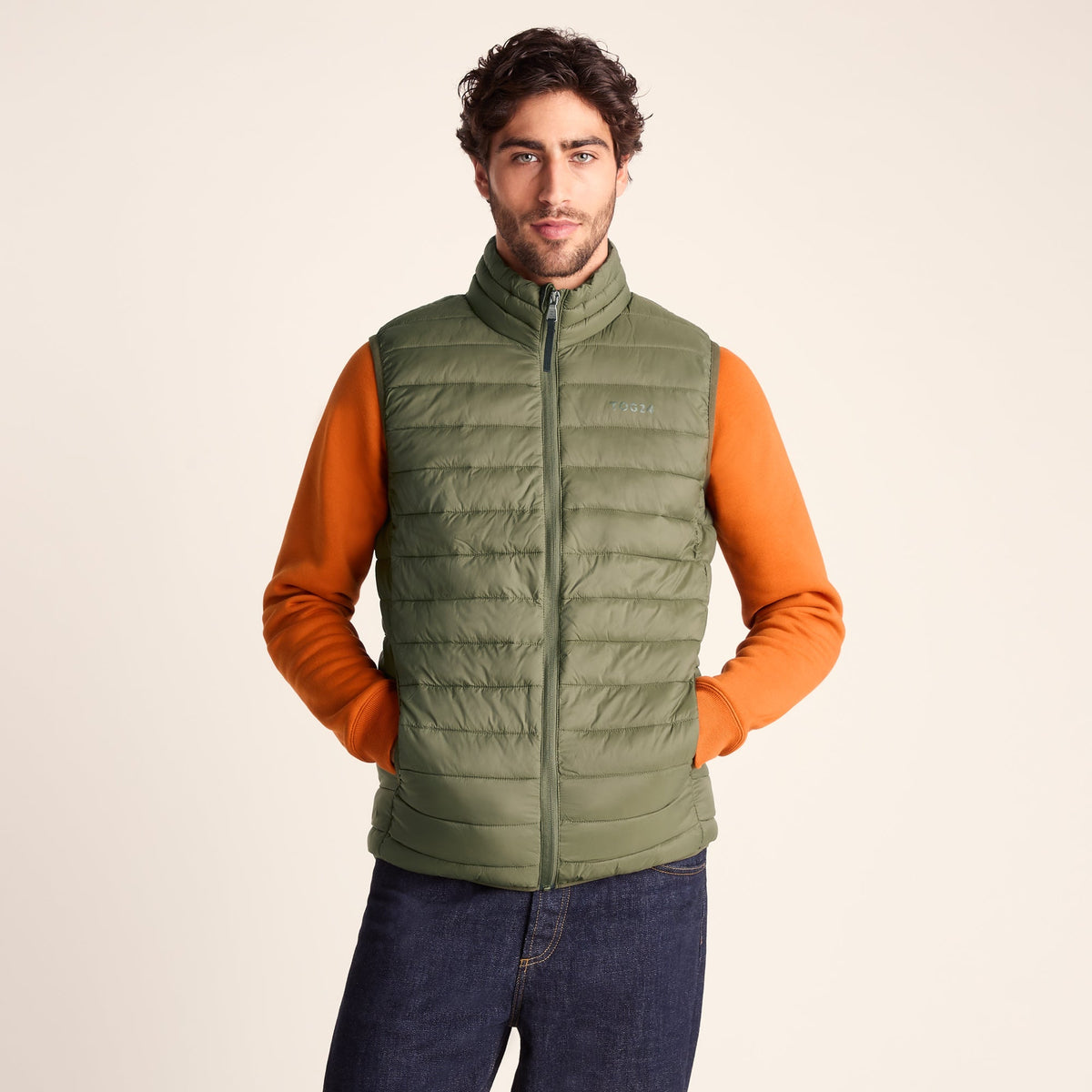 Gibson Mens Insulated Padded Gilet - Khaki