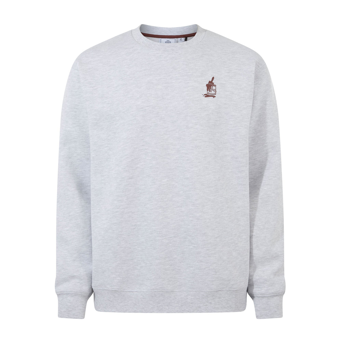 Graft Mens Supersoft Graphic Print Crew Neck Sweatshirt - Light Grey Melange