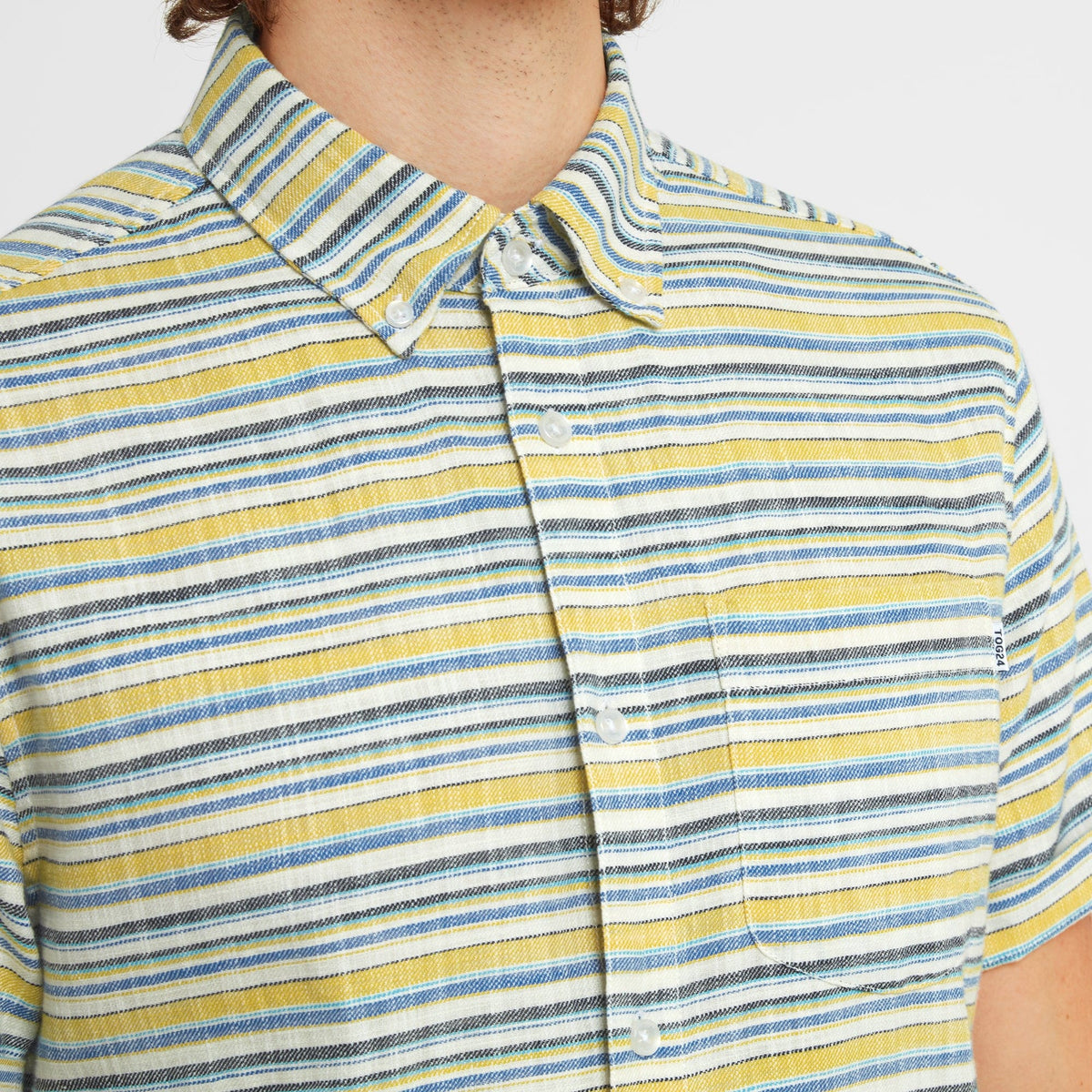 Harold Mens Short Sleeve Stripe Shirt - Aqua