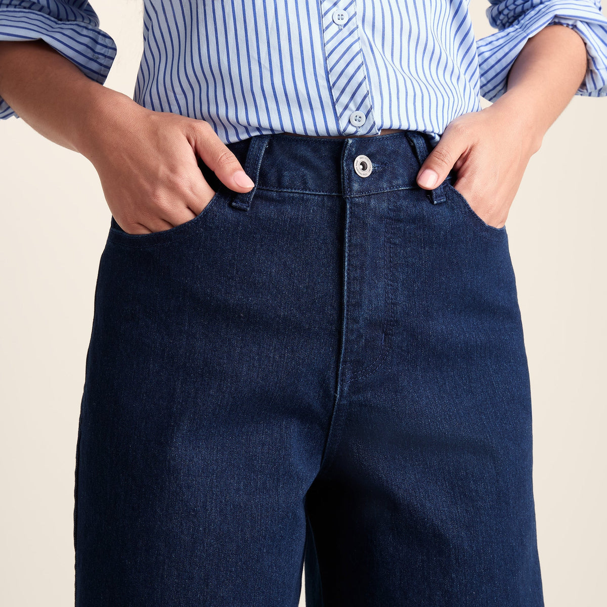 Harriet Womens High Rise Wide Leg Jeans - Indigo Blue