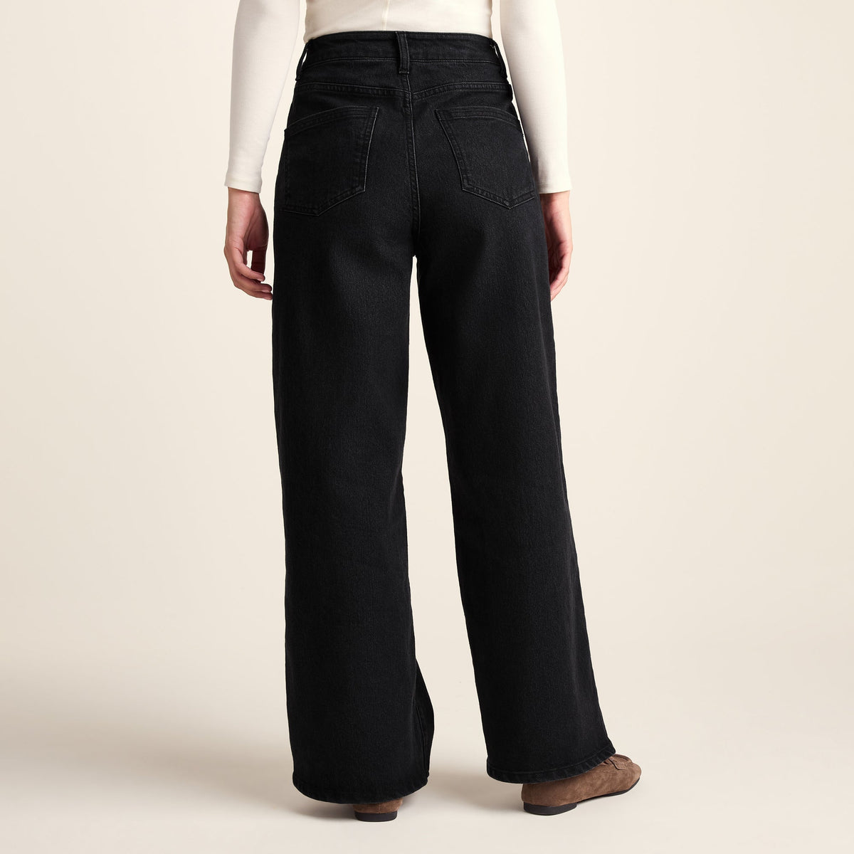 Harriet Womens High Rise Wide Leg Jeans - Black Denim