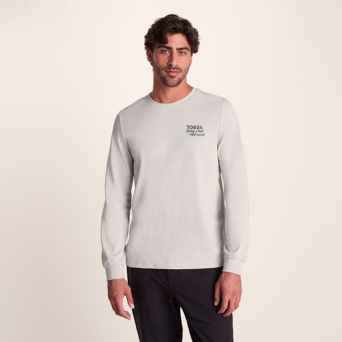 Hecky Mens Long Sleeve T-Shirt - Raincloud