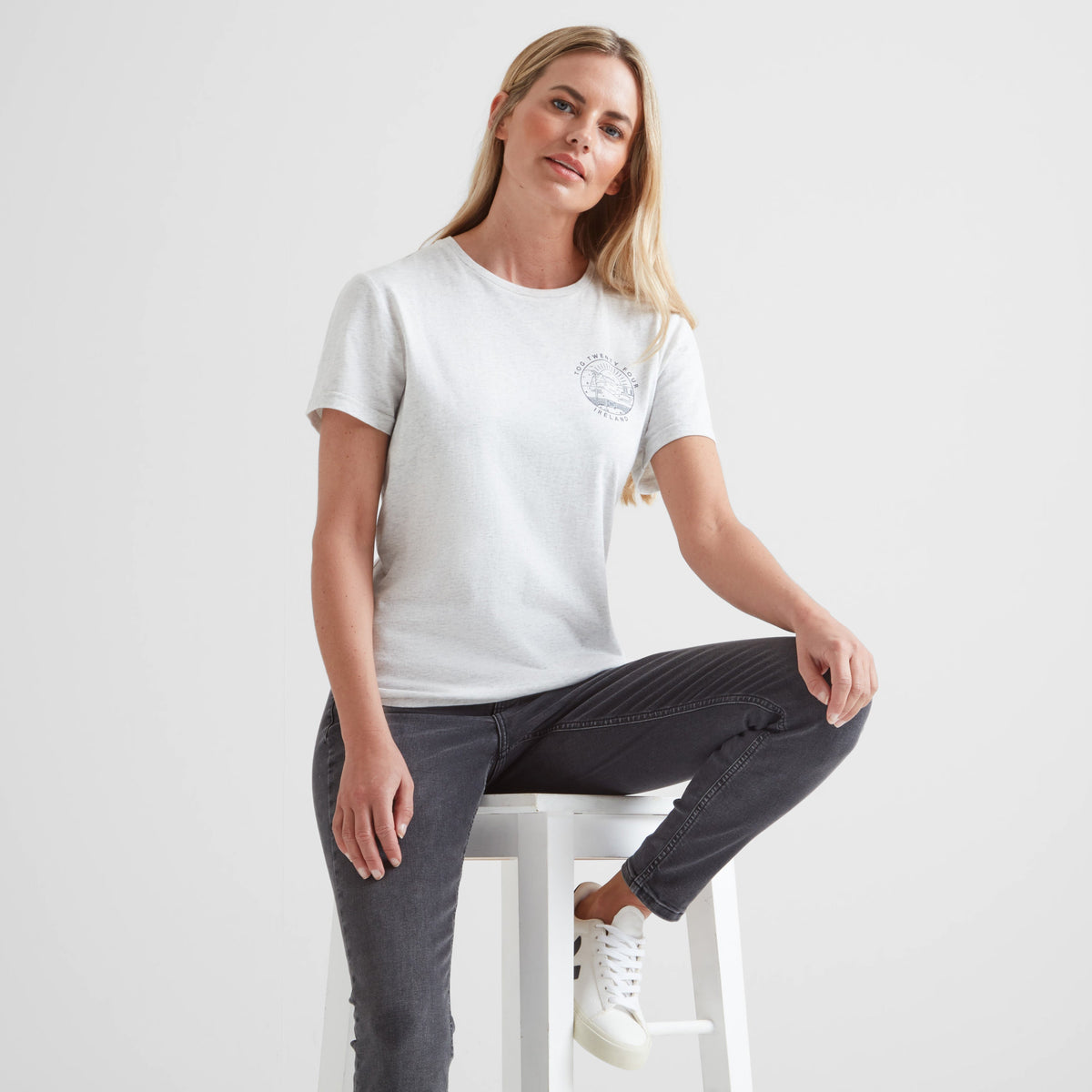 Ireland Womens 100% Cotton T-Shirt - Ice Grey Marl