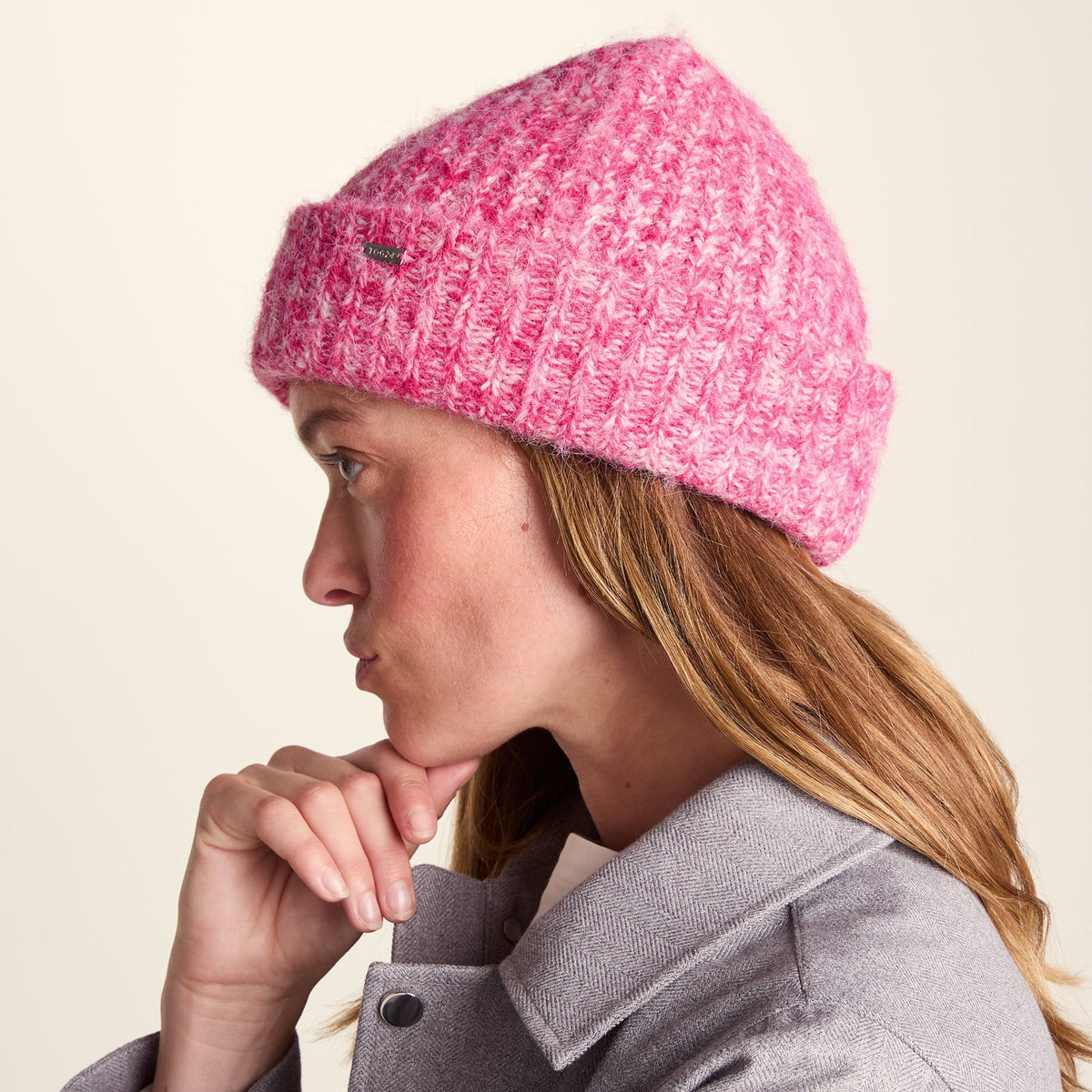 Isabella Supersoft Chunky Knit Beanie - Rich Pink Melange