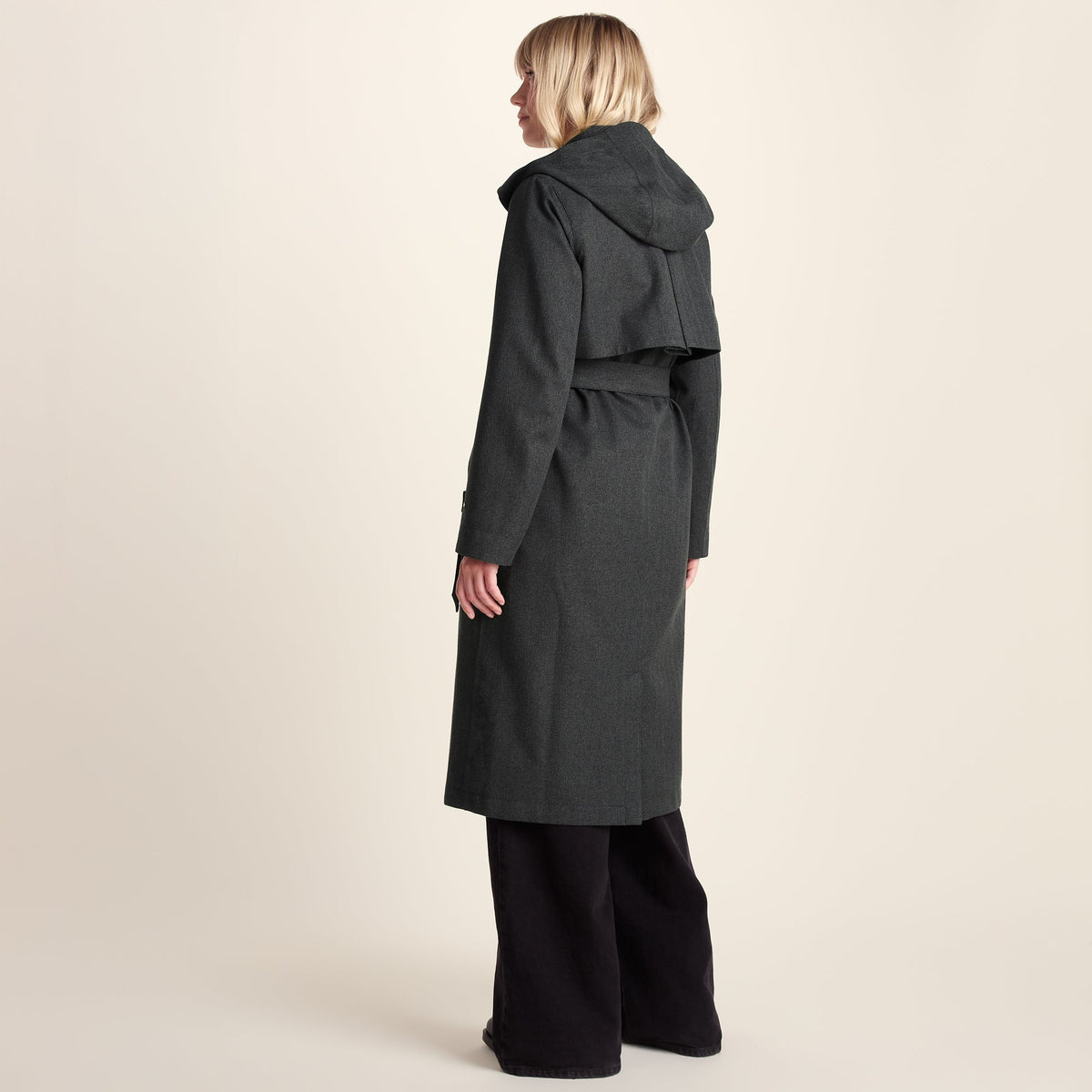 Jemima Womens Waterproof Longline Belted Trench Coat - Charcoal Melange