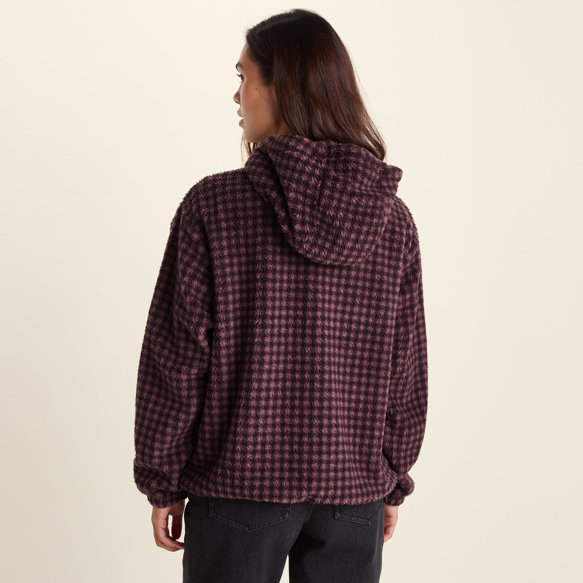 Joanna Womens Relaxed Fit Sherpa Fleece - Huckleberry Gingham