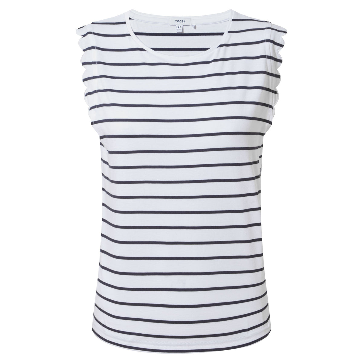 Katie Womens 100% Cotton Supersoft Vest - Optic White/Dk Indigo