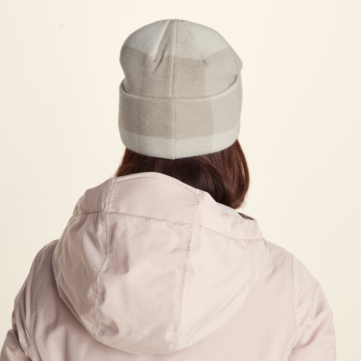 Kaz Supersoft Checked Knit Beanie - Simply Taupe Check