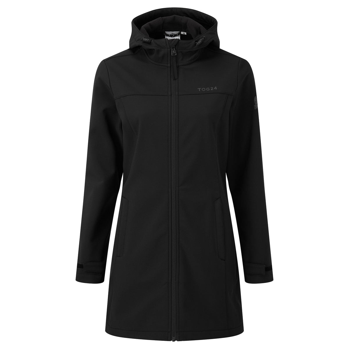 Keld Womens Long Shower Resistant Hooded Softshell Jacket - Black