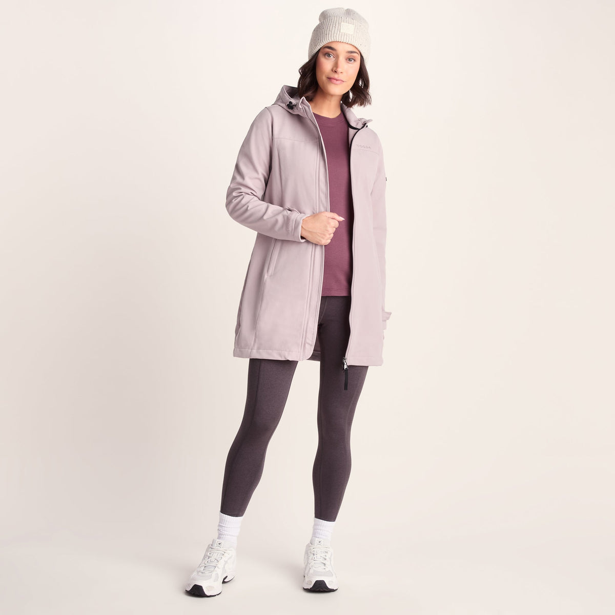 Keld Womens Long Shower Resistant Hooded Softshell Jacket - Dusky Pink