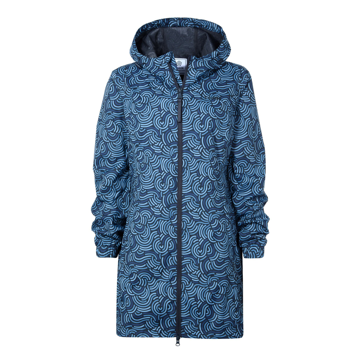 Kilnsey Womens Waterproof Jacket - Smokey Blue Wave Print